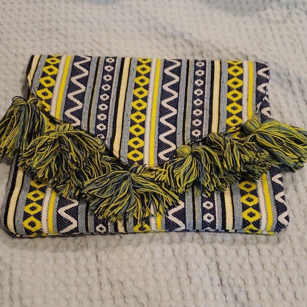 Fun Mud Pie Multi Color Boho Tassle Clutch (#8)